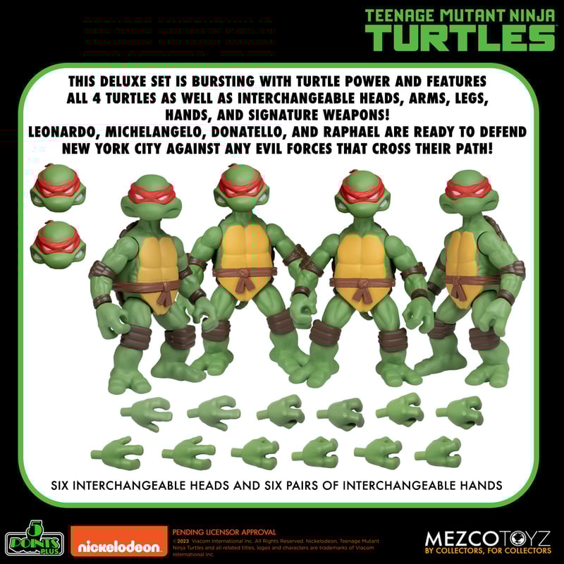Mezco Deluxe Boxed Set of 4 Five-Point Articulated Teenage Mutant Ninja Turtles Action Figures
