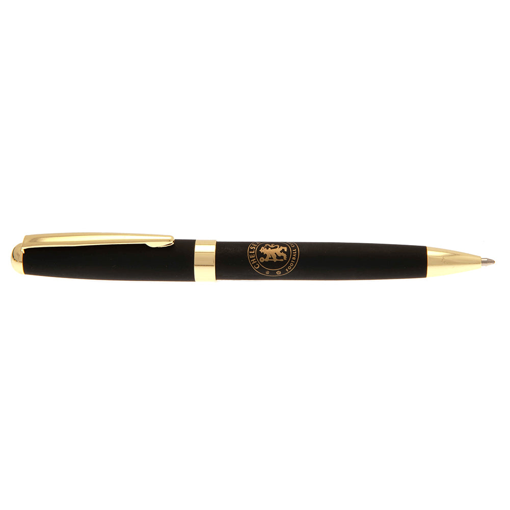 Matte Black Executive Chelsea FC Ballpoint Pen with Gold Detail in Pen Roll Case