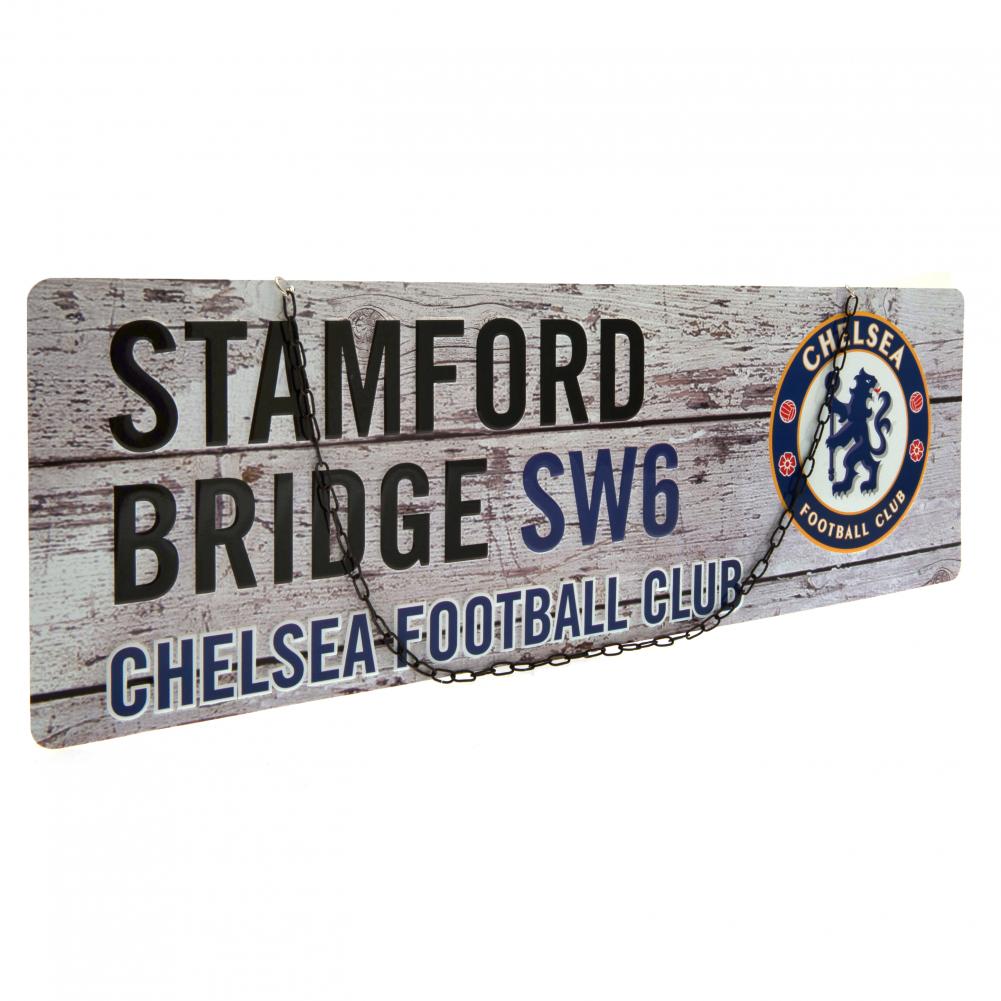 Chelsea FC Stamped Metal Rustic Hanging Garden Sign with Club Crest