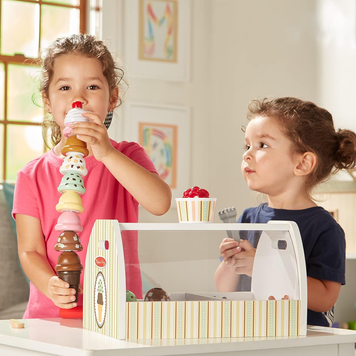Melissa & Doug Premium Wooden Ice Cream Counter Toy Shop for Kids' Role - Playing