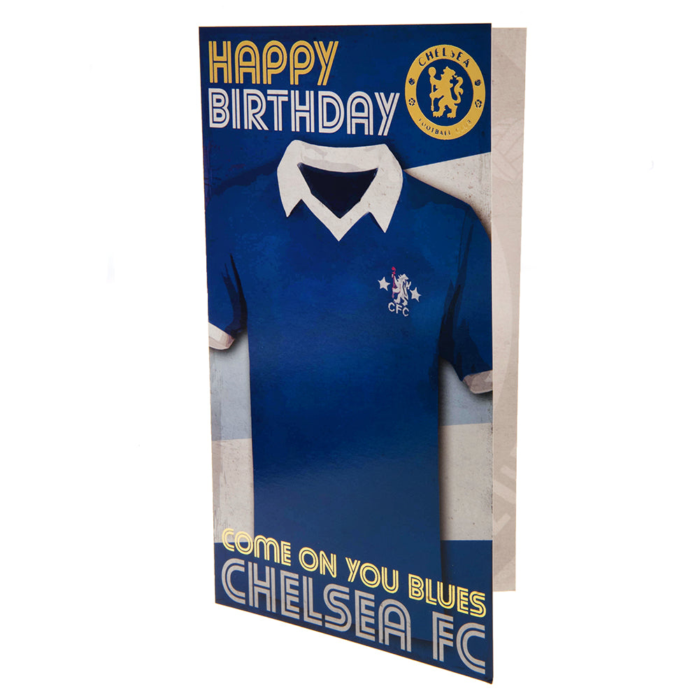 Retro Chelsea FC Blue and White Glossy Birthday Card