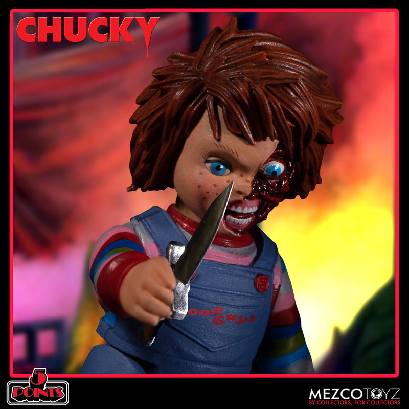 Mezco 5 Points Deluxe Chucky Action Figure Set for Collectors