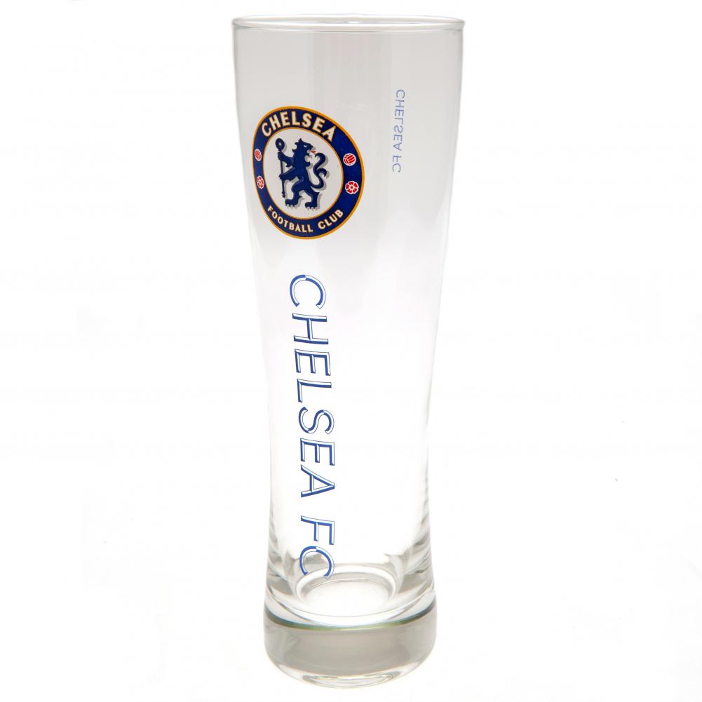 Tall Chelsea FC Pilsner Style Beer Glass with Club Crest