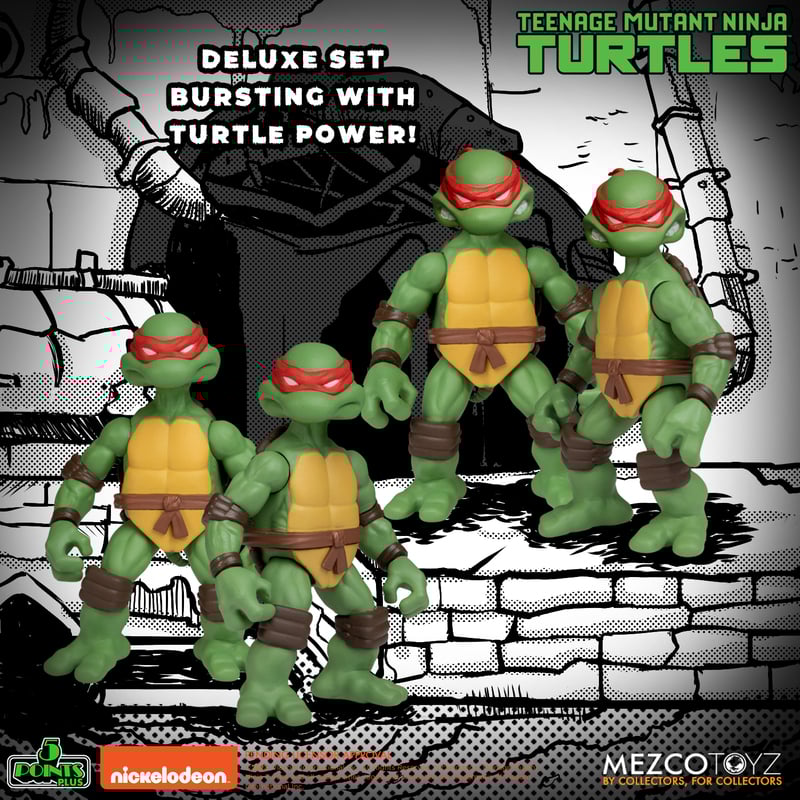 Mezco Deluxe Boxed Set of 4 Five-Point Articulated Teenage Mutant Ninja Turtles Action Figures