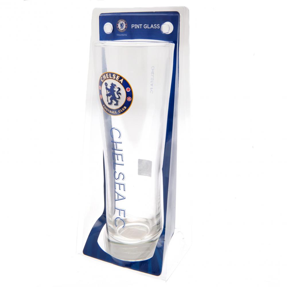 Tall Chelsea FC Pilsner Style Beer Glass with Club Crest