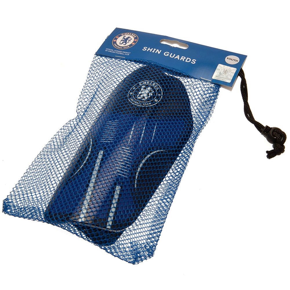 Youth-Sized Chelsea FC Blue Shin Pads with Delta Design