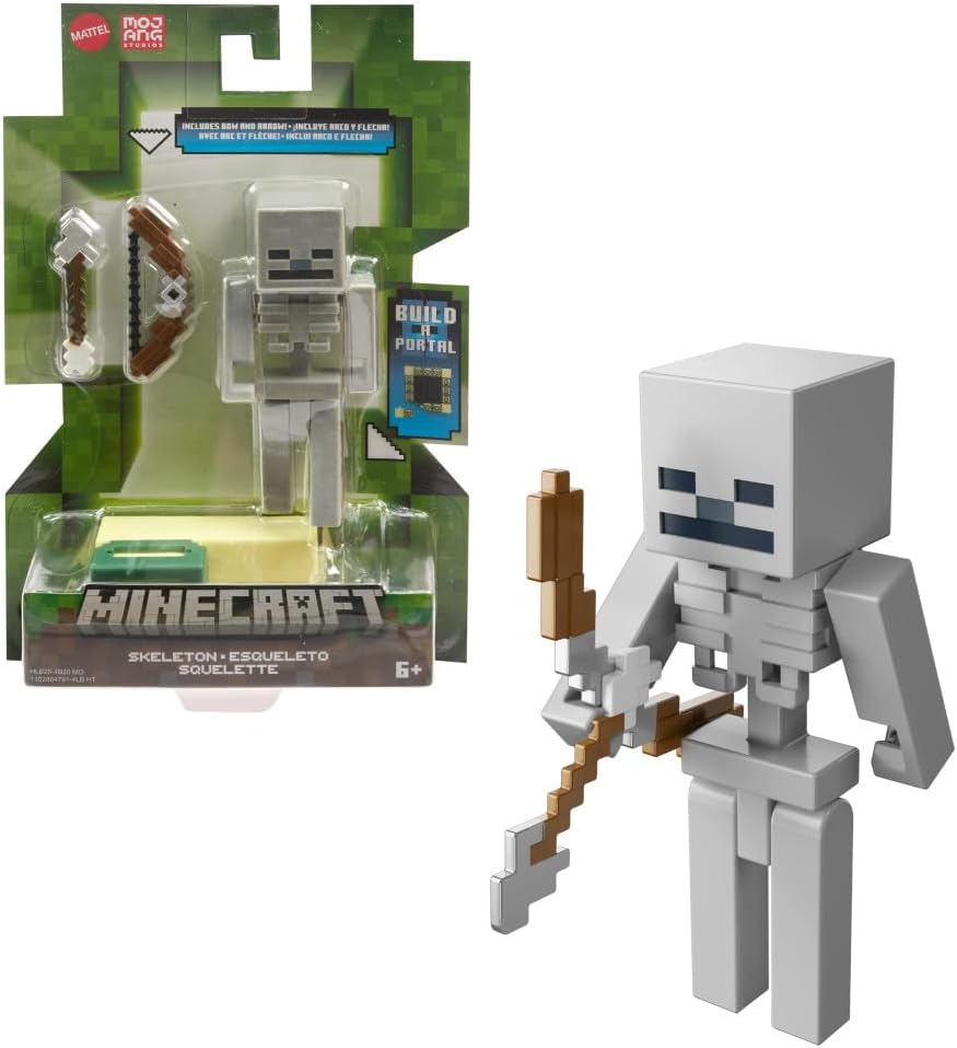Minecraft 3.25-Inch Scale Collectible Skeleton Action Figure with Iconic Accessories